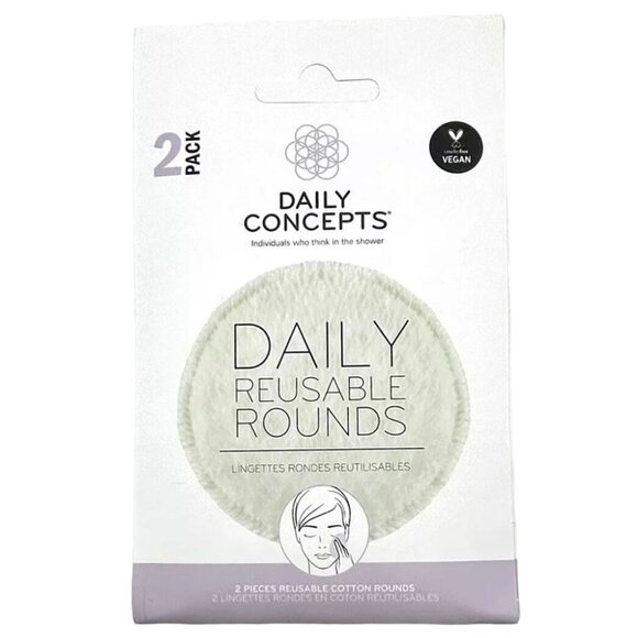 Daily Concepts Daily Resuable Rounds 2 pack Cotton Cleansers Vegan - Picture 1 of 2